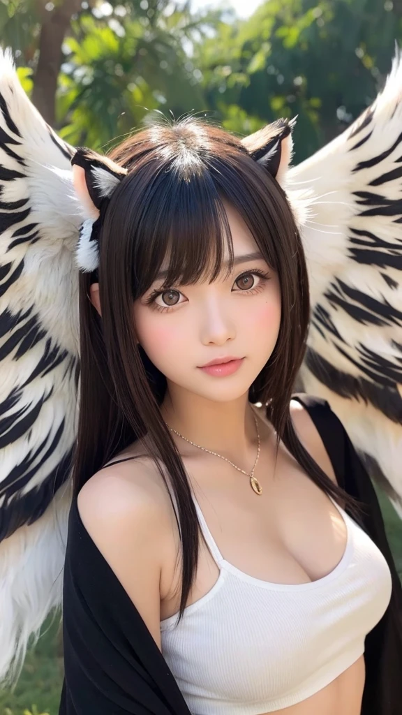beautiful girl bangs Tiger with wings Short Bob Tiger ears