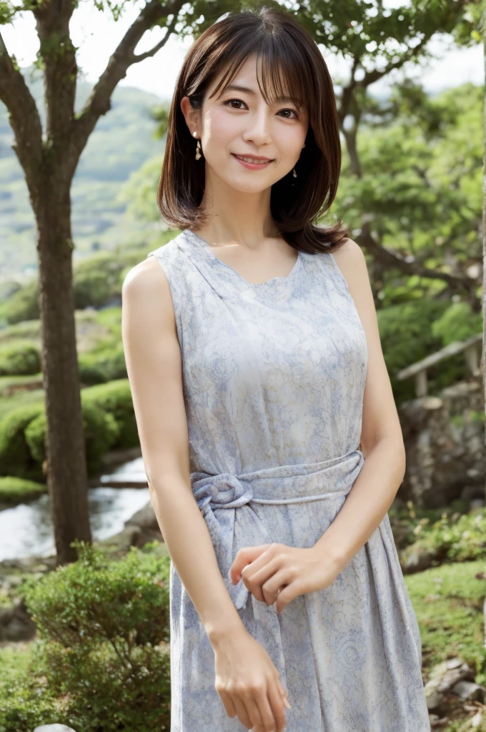 ((Highest quality)), ((masterpiece)), (detailed),Perfect Face,Japanese,landscape,Mature Woman,Upper Body