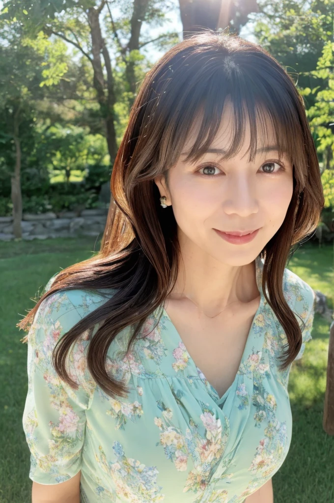 ((Highest quality)), ((masterpiece)), (detailed),Perfect Face,Japanese,landscape,Mature Woman,Upper Body