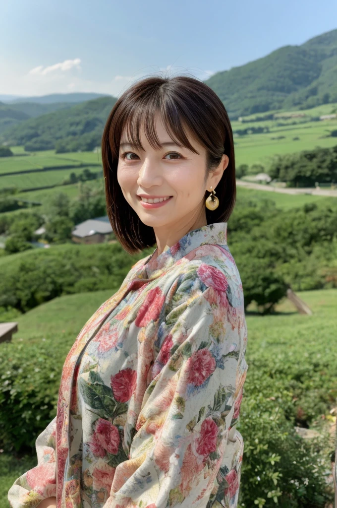 ((Highest quality)), ((masterpiece)), (detailed),Perfect Face,Japanese,landscape,Mature Woman,Upper Body