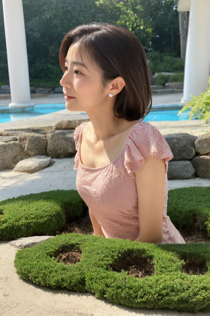 ((Highest quality)), ((masterpiece)), (detailed),Perfect Face,Japanese,landscape,Mature Woman,Upper Body