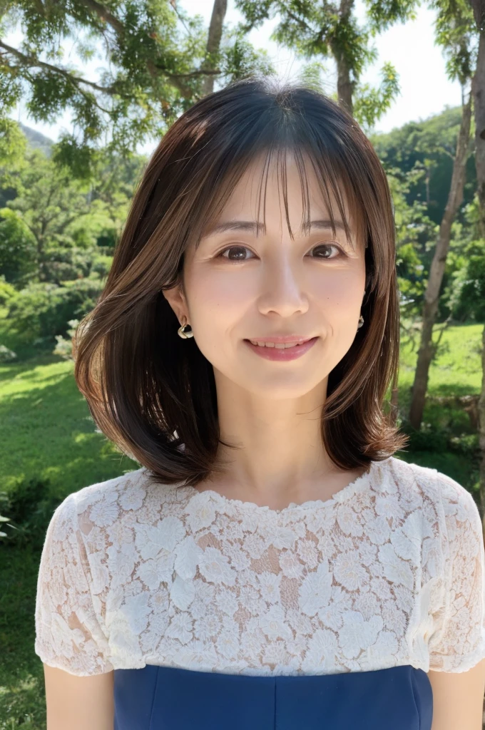 ((Highest quality)), ((masterpiece)), (detailed),Perfect Face,Japanese,landscape,Mature Woman,Upper Body