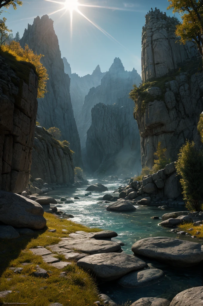 passing stone, ultra detailed fantasy, the ring of fire, realisitic, dnd, RPG, Lotr game design fanart by concept art, behance hd, art station, deviantart, Global Illumination Radiating a Bright Aura Global Illumination Ray Tracing HDR Rendering in Unreal Engine 5