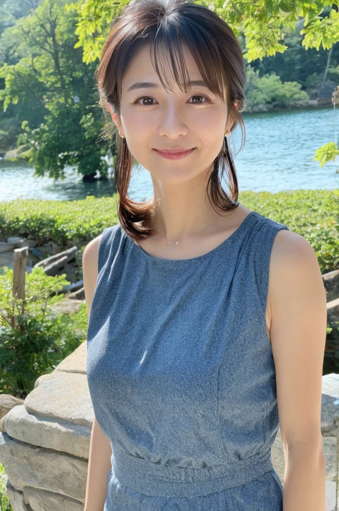 ((Highest quality)), ((masterpiece)), (detailed),Perfect Face,Japanese,landscape,Mature Woman,Upper Body