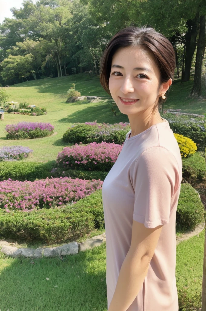 ((Highest quality)), ((masterpiece)), (detailed),Perfect Face,Japanese,landscape,Mature Woman,Upper Body