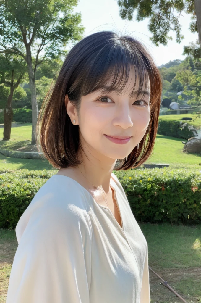 ((Highest quality)), ((masterpiece)), (detailed),Perfect Face,Japanese,landscape,Mature Woman,Upper Body
