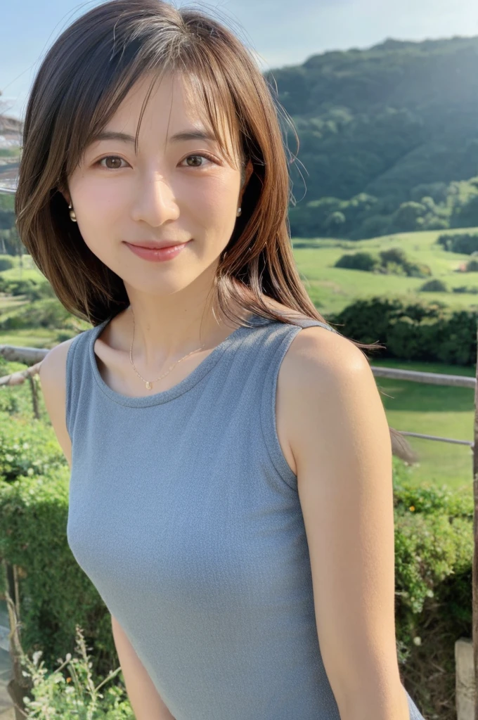 ((Highest quality)), ((masterpiece)), (detailed),Perfect Face,Japanese,landscape,Mature Woman,Upper Body