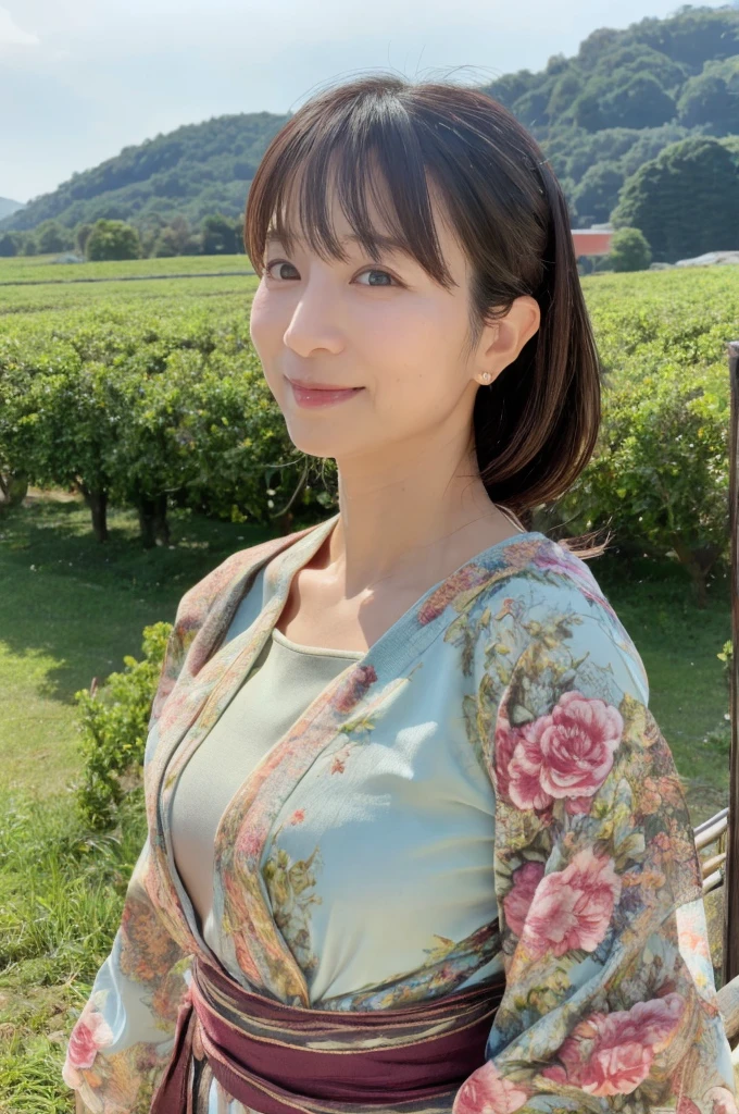 ((Highest quality)), ((masterpiece)), (detailed),Perfect Face,Japanese,landscape,Mature Woman,Upper Body