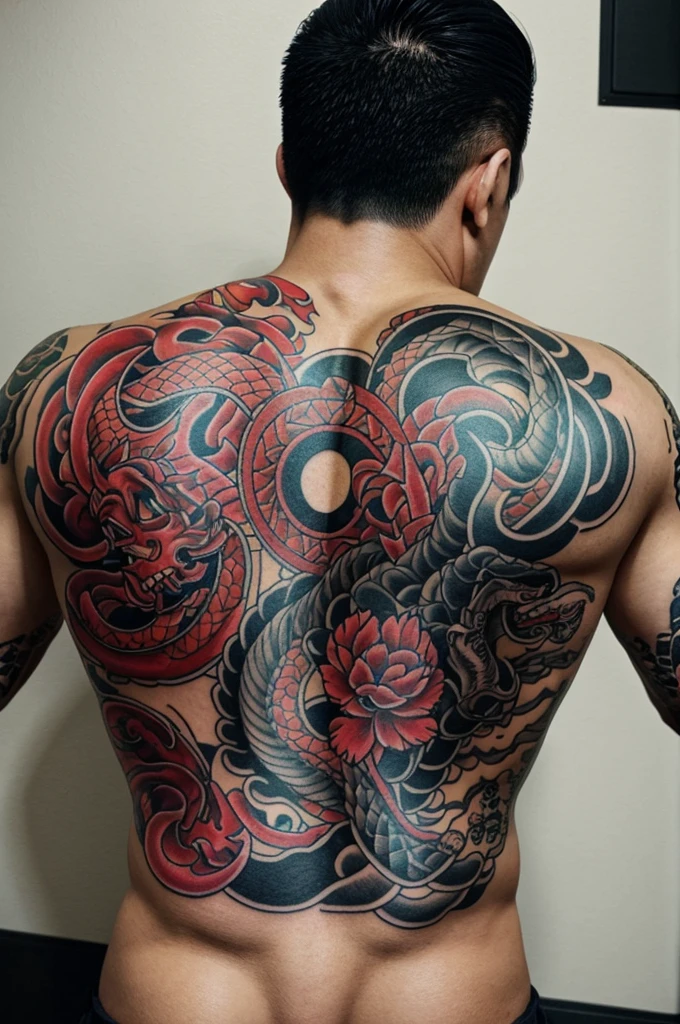Create a Yakuza style tattoo by combining the tattoo of Kazuma Kiryu and Sheng Long from Dragon Ball 