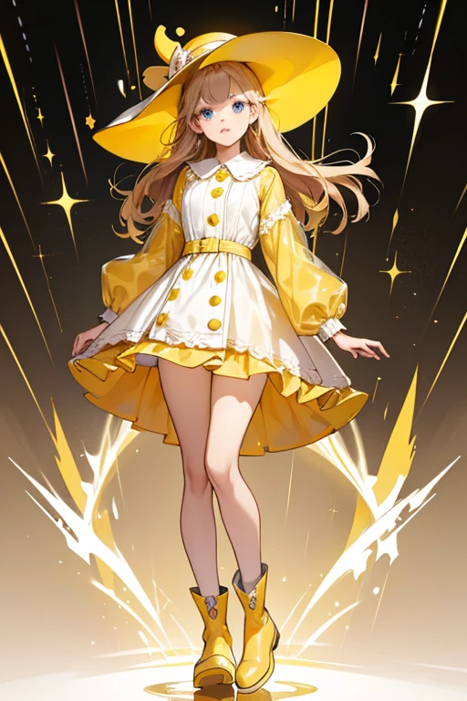 Daria has brown skin, and straight yellow knee length hair. She has big blue eyes, and light pink lips. Her accessories consist of a yellow rain hat.

Her outfit is a clear rain coat with 3 black buttons and two pockets. Under her coat she wears a yellow polka dress. Her yellow rain boots are made to look like ducks. On the very top of them in a white box they say "Na Na Na". The tip of her shoes are orange duck beaks and above are duck eyes. SPARKLE; GLITTER