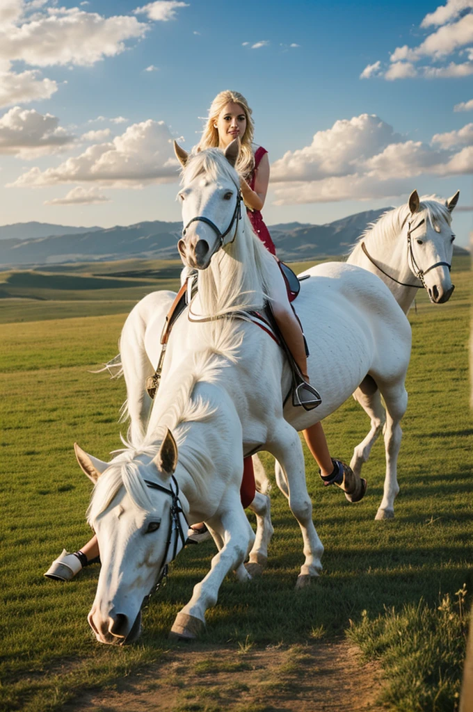 White horse and jack rusell dog
