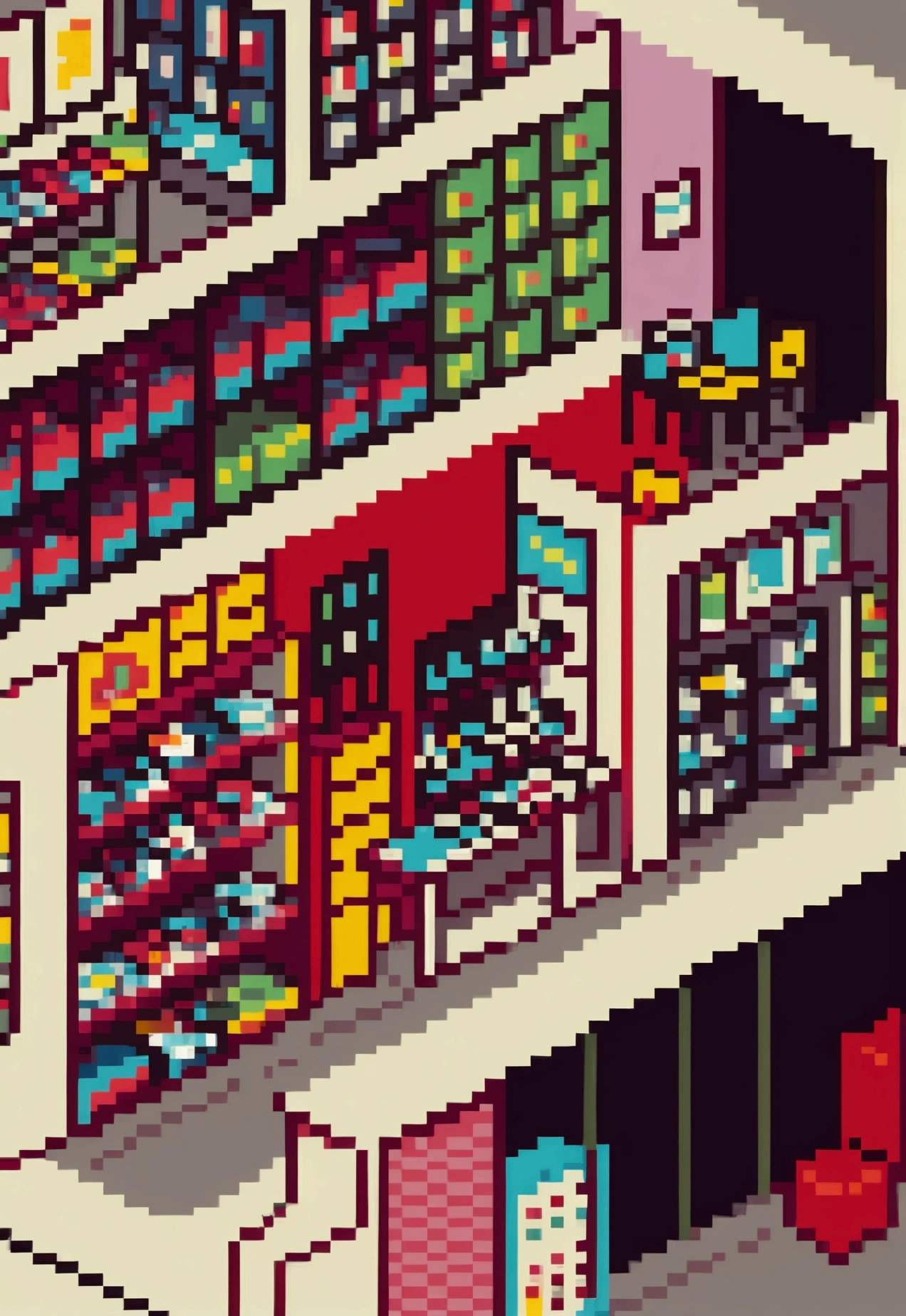 wide view of a gamer rental store from the 80s