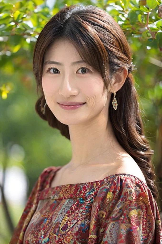 ((Highest quality)), ((masterpiece)), (detailed),Perfect Face,Japanese,landscape,Mature Woman,Upper Body