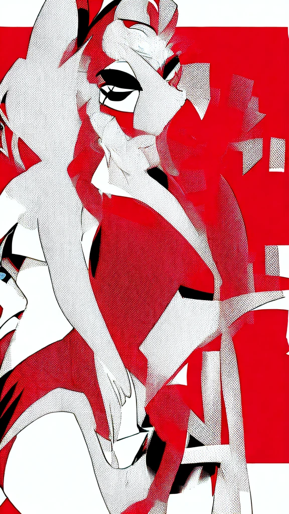 Fox Demon White Hair Female Red Dress Cheongsam Long Hair Two-dimensional