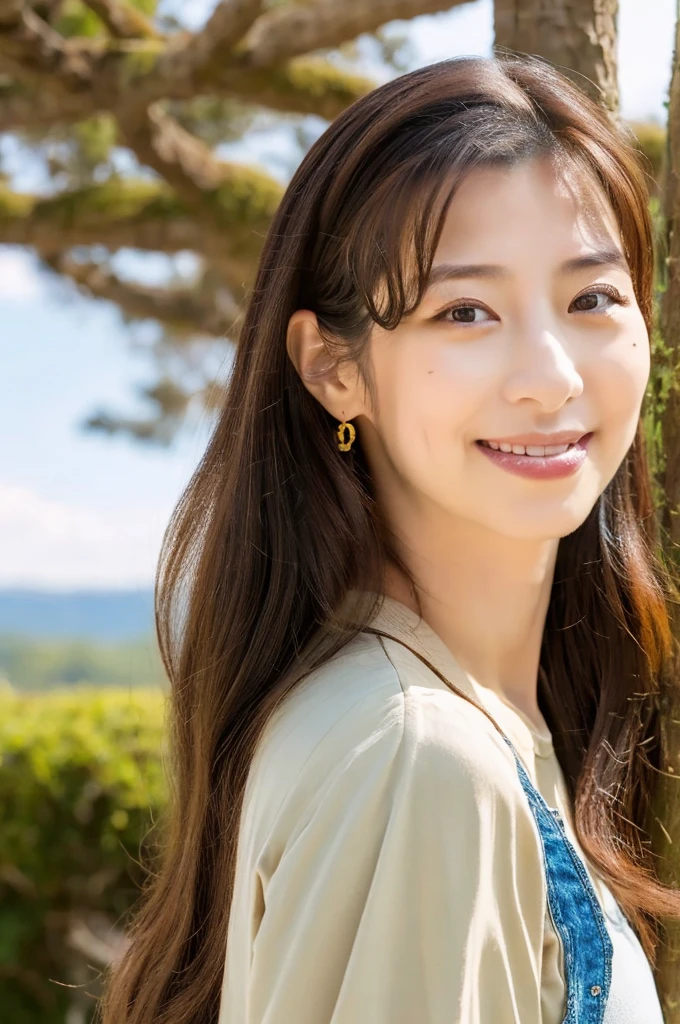 ((Highest quality)), ((masterpiece)), (detailed),Perfect Face,Japanese,landscape,Mature Woman,Upper Body