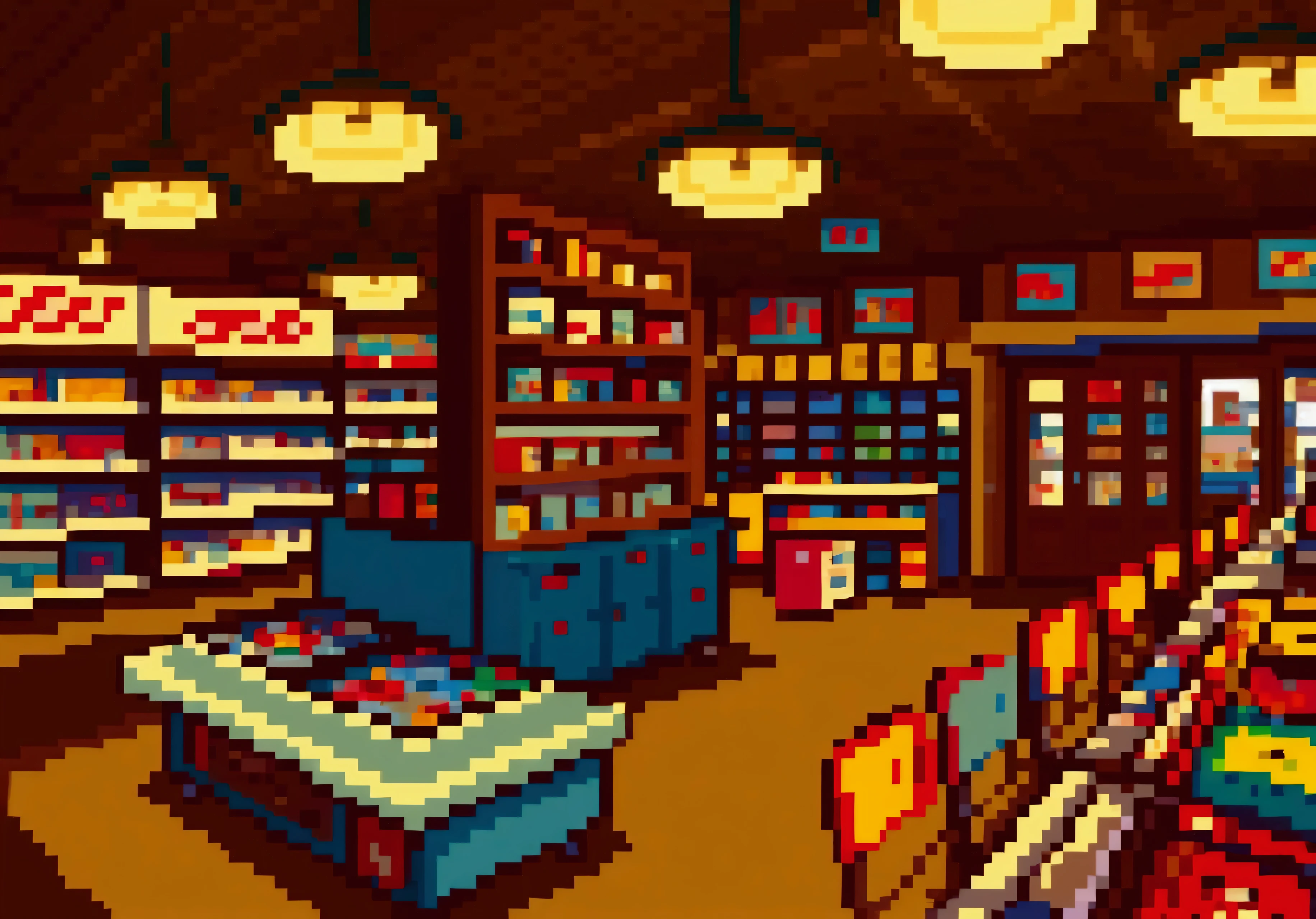 a retro 80s video game store, detailed interior, shelves filled with classic video games, customers browsing, nostalgia, warm lighting, vintage decor, detailed textures, high quality, photorealist