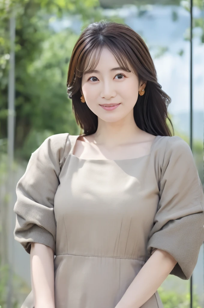 ((Highest quality)), ((masterpiece)), (detailed),Perfect Face,Japanese,landscape,Mature Woman,Upper Body
