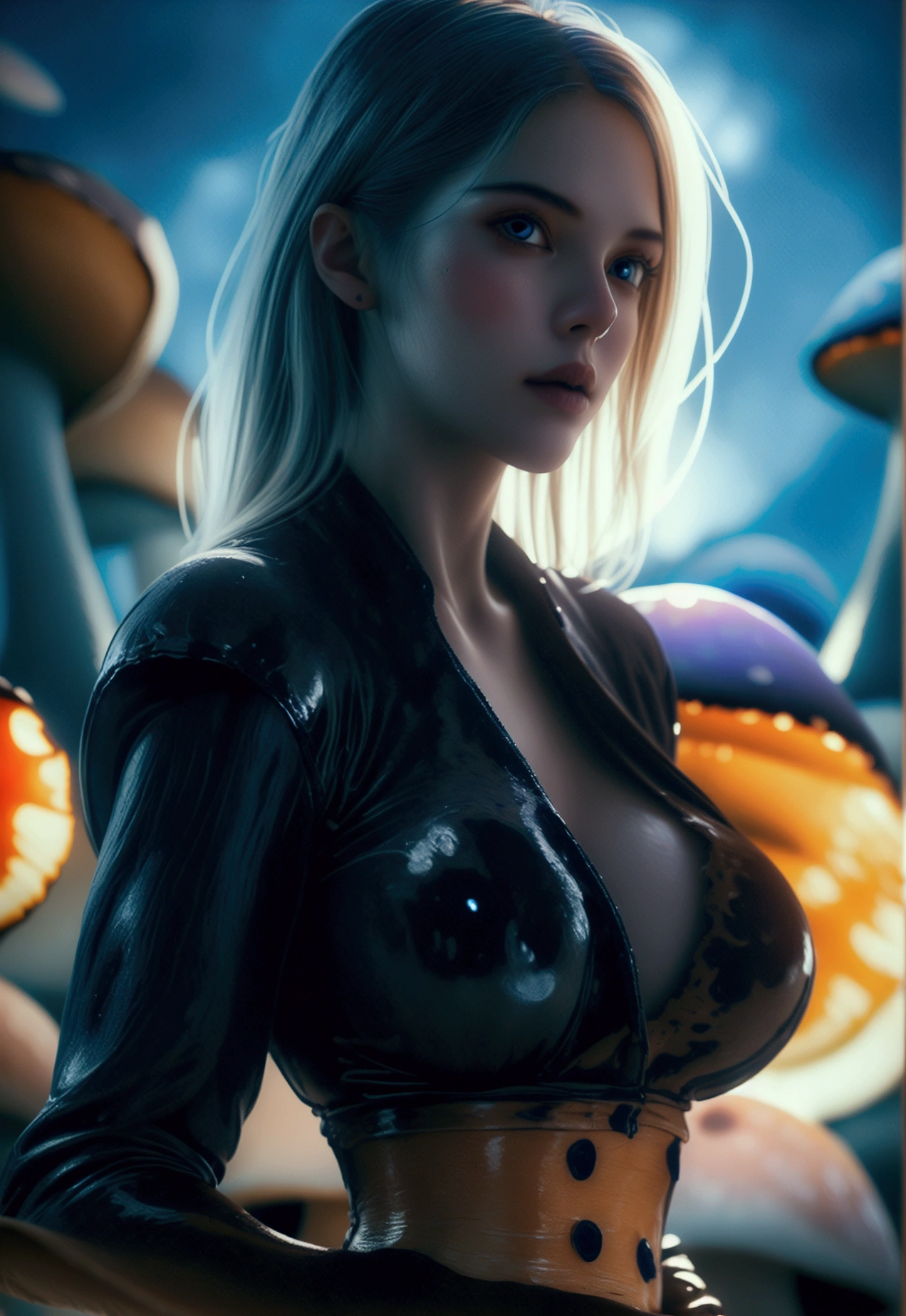 Horror Woman、fullnude、ssex、huge-breasted、Cowgirl Woman、Tentacle Sex、Insert tentacles、Wet body、​masterpiece, hightquality, 8K, hight resolution, high detal, Eyes of Hearts、Detailed upper body concept、