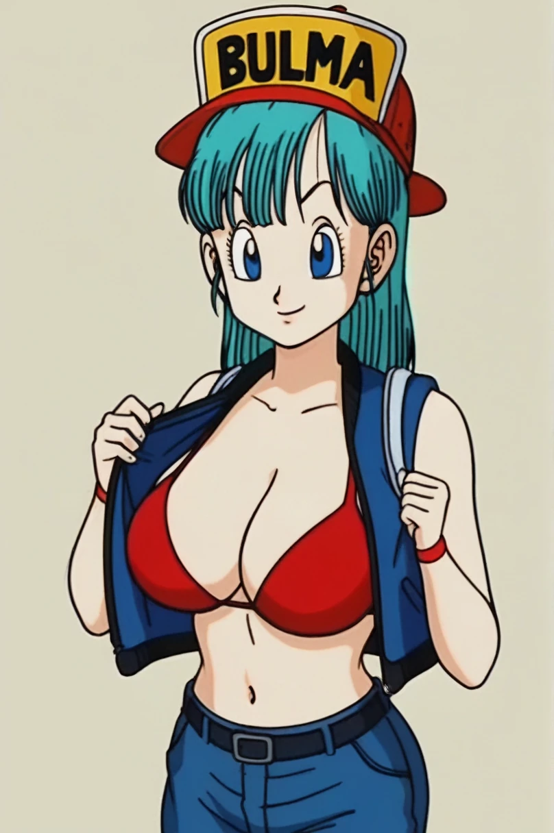 source_anime, score_9, score_8_up, score_7_up, anime screencap, 
bulma \(dragonball\), 1girl, solo, long hair, looking at viewer, bangs, blue eyes, red bikini, standing, upper body, sexy, horny facial expression, aqua hair, thighs, collarbone, arms by side, fingernails, big breasts, raised eyebrows, eyebrows, eyelashes,
 