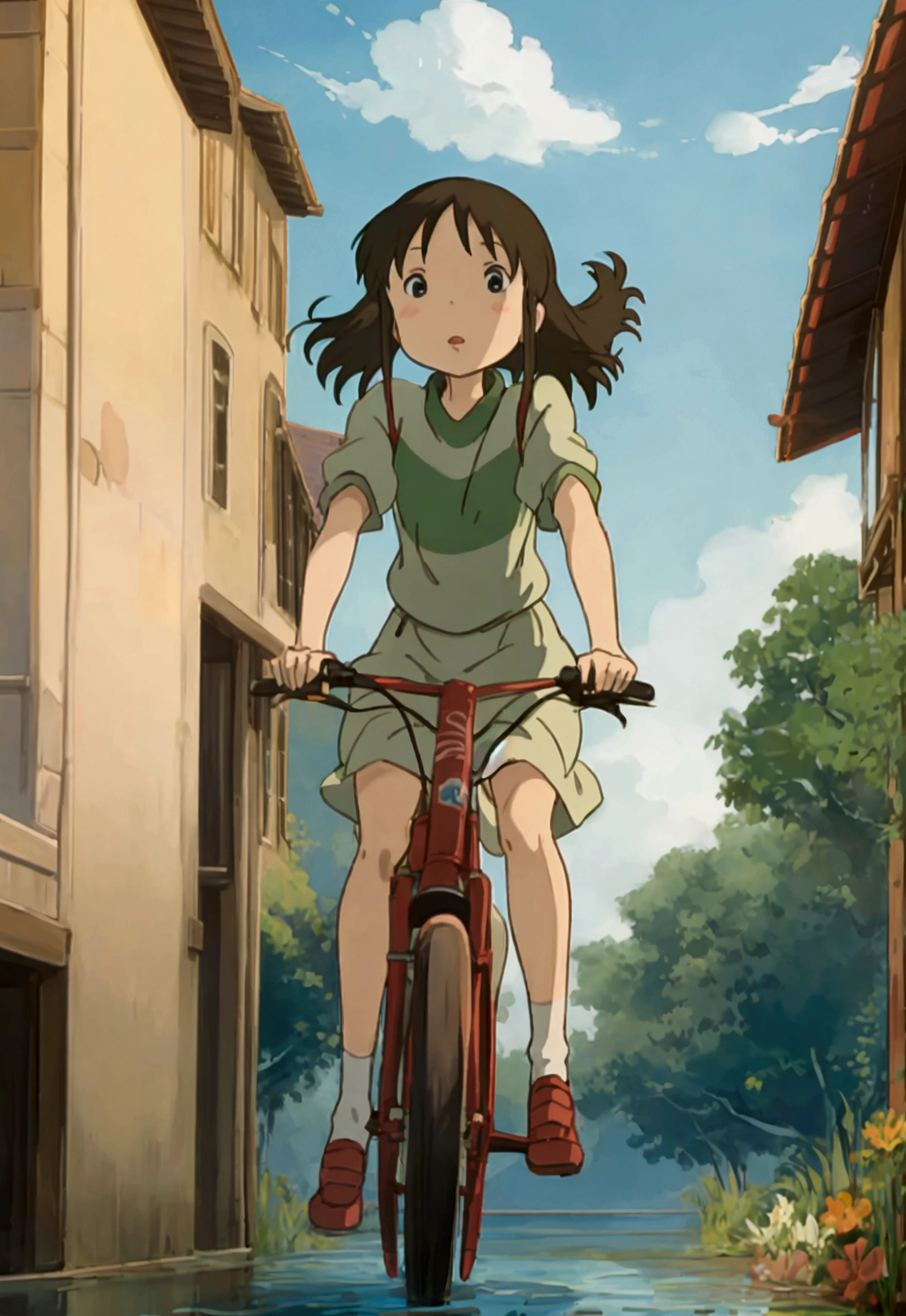 Ghibli In the water flying bicycle girl