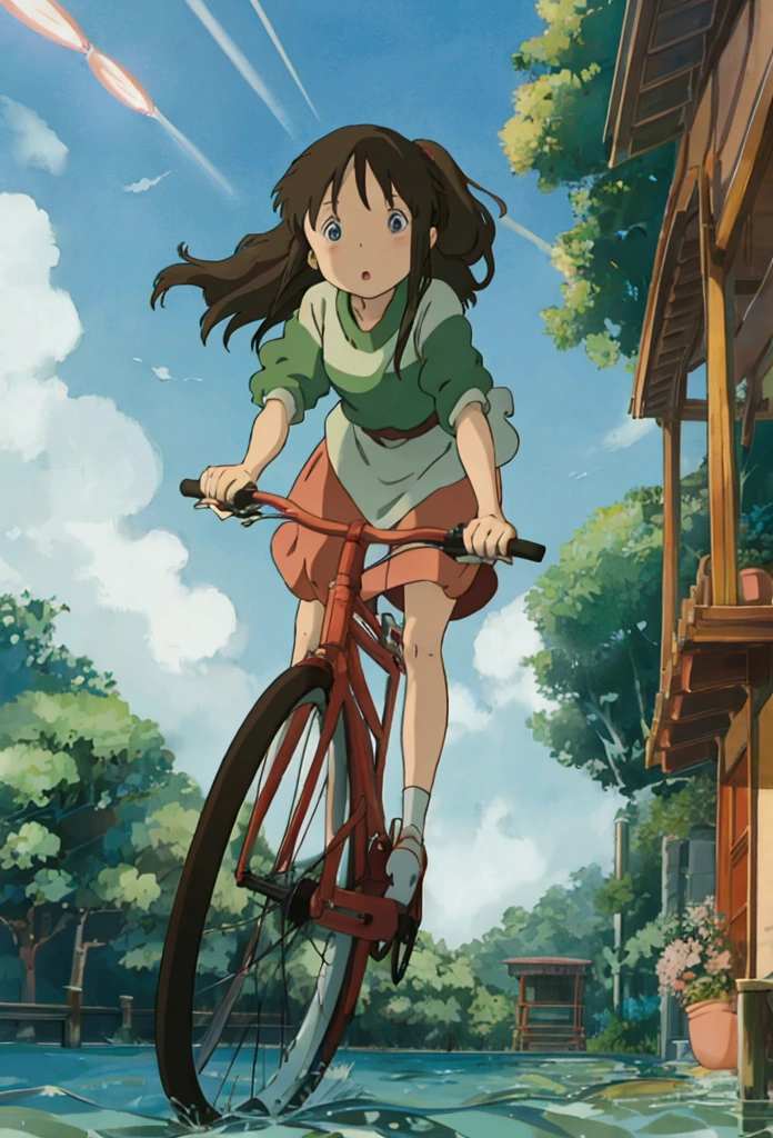 Ghibli In the water flying bicycle girl