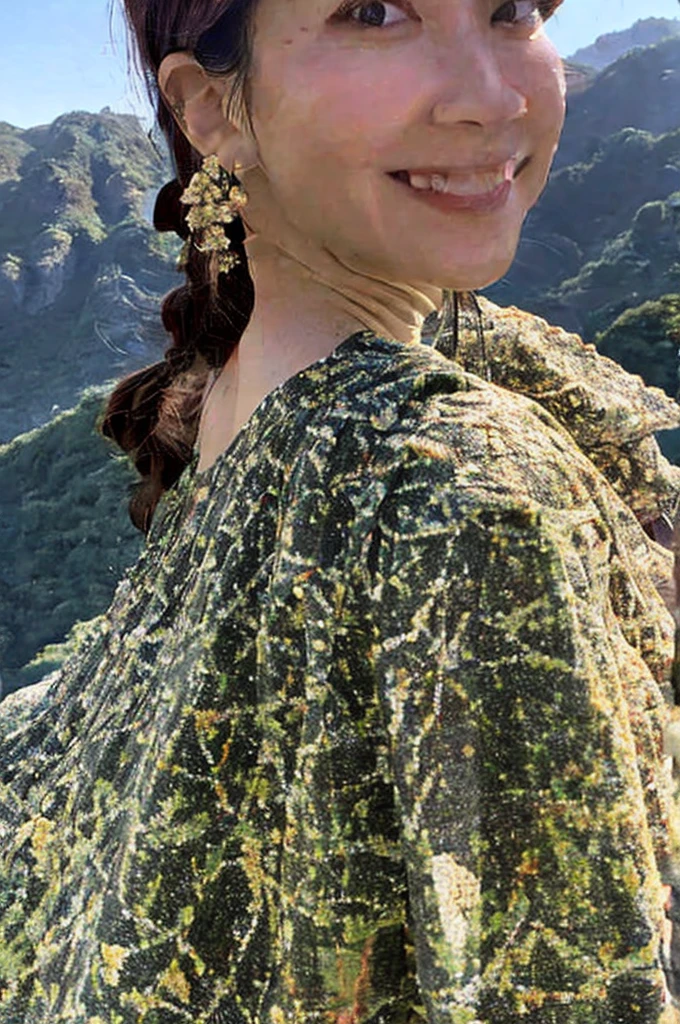 ((Highest quality)), ((masterpiece)), (detailed),Perfect Face,Japanese,landscape,Mature Woman,Upper Body