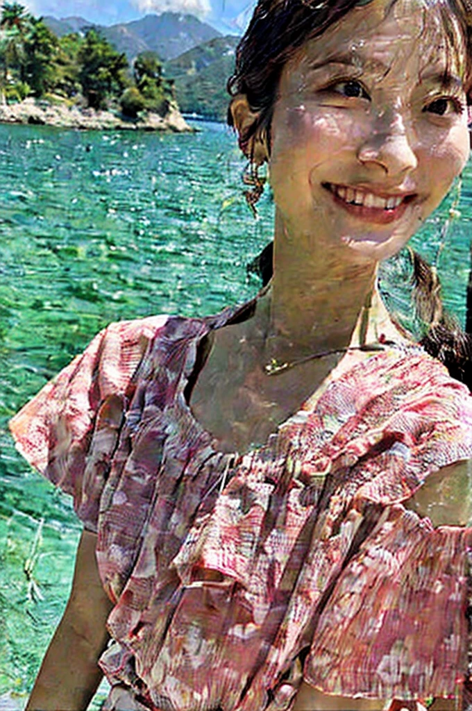 ((Highest quality)), ((masterpiece)), (detailed),Perfect Face,Japanese,landscape,Mature Woman,Upper Body