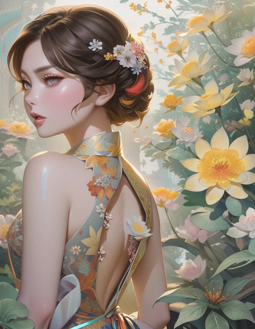 A girl made of colorful glazes,Looking at the audience,Colored glaze,Official Art,unity 8k wallpaper,Super detailed,beautifully、aesthetic,masterpiece,Highest quality,(zenTangle, Mandala, Tangle, enTangle),(Fractal Art:1.3),One Girl,1 face,Very detailed,Dynamic Angle,Cowboy Shot,The most beautiful form of chaos,elegant,Brutalist design,Vibrant colors,Romanticism,James Jean,Robbie Dowie Anton,Ross Tran,Francis Bacon,It was freezing cold,Adrian's genius,Petra Cortright,Gerhard Richter,takato yamamoto,Ashley Wood,Atmospheric,Ecstasy of Musical Notes,I can see the flowing notes,White Background,ink,scenery,Gorgeous Asian Girls,