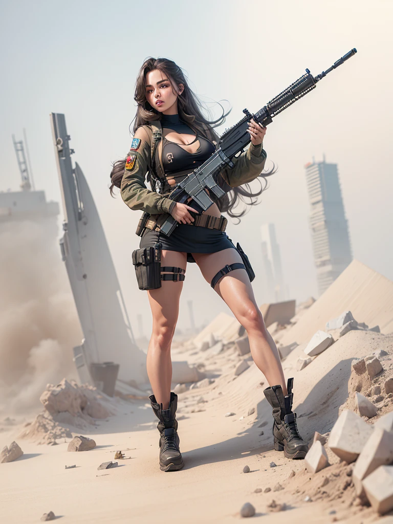 , ,Girl with machinegun in hand, ,full body picture,thin micro bikini, ,,beautyful face, beautyful body, perfect anatomy, long haired,sharp picture, high quality, ultrarealistic, 3D, bigital illustration, CGI,