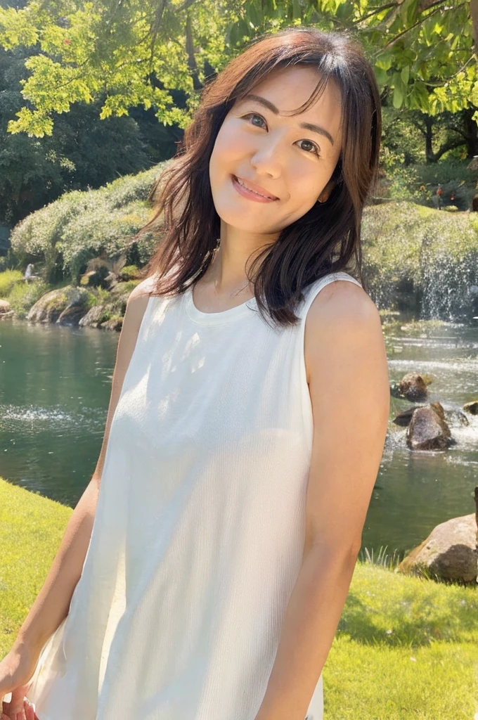 ((Highest quality)), ((masterpiece)), (detailed),Perfect Face,Japanese,landscape,Mature Woman,Upper Body