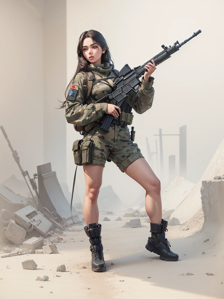 , ,Girl with machinegun in hand, ,full body picture,thin micro bikini, ,,beautyful face, beautyful body, perfect anatomy, long haired,sharp picture, high quality, ultrarealistic, 3D, bigital illustration, CGI,