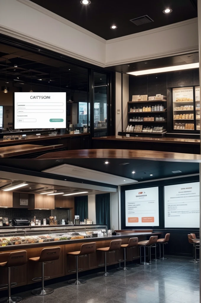 Create a user interface for a restaurant system, specifically for the cashier area. The interface must be aesthetically pleasing, modern and easy to use. The following elements must be present:

1. **header**:

   
   - Name of the restaurant.
   - Restaurant logo.

2. **Main body**:

 
   - A section to list current order items, including:
     - Item name.
     - Amount.

  
     - Unit price.

   
     - Total price of the item.

   - Buttons to add, remove and modify items in the order.



 
   - A field to apply discounts or coupons.

3. **Order Summary**:

  
   - Total order.

   
   - Applicable taxes.

 
   - Discount applied.

   
   - Total to pay.



4
4. **Payment methods**:
   - Options for paying in cash, credit card/debit, and other forms of payment such as PIX.

 
   - A field to enter the amount received and calculate the change.



5
5. **Action Buttons**:

 
   - Button to complete the purchase.

   
   - Button to cancel the purchase.
   - Button to print the receipt.

6. **Style and Design**:

  
   - Use a modern and attractive color palette.

 
   - Include intuitive icons for buttons.

  
   - Adopt a readable and professional font.
   - The interface must be responsive and adaptable to different screen sizes.