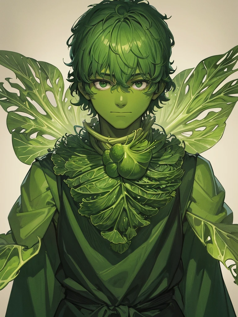 A super high-resolution 3D image of a man with an extremely horrified expression as the seaweed appears to grow inside him, wrapping around his veins and taking control of his body. His face shows clear signs of fear and despair.in the forest,darck,Green light