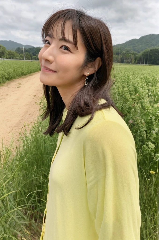 ((Highest quality)), ((masterpiece)), (detailed),Perfect Face,Japanese,landscape,Mature Woman,Upper Body