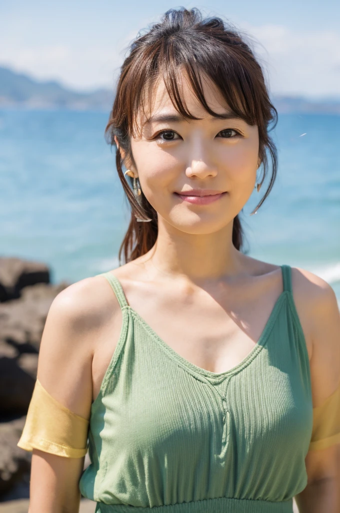 ((Highest quality)), ((masterpiece)), (detailed),Perfect Face,Japanese,landscape,Mature Woman,Upper Body