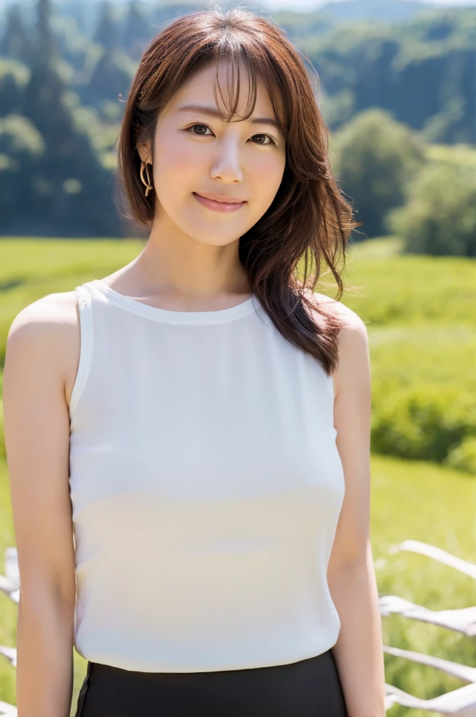 ((Highest quality)), ((masterpiece)), (detailed),Perfect Face,Japanese,landscape,Mature Woman,Upper Body