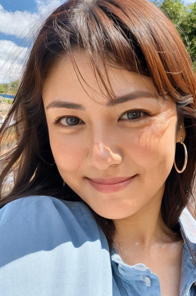 ((Highest quality)), ((masterpiece)), (detailed),Perfect Face,Japanese,landscape,Mature Woman,Upper Body