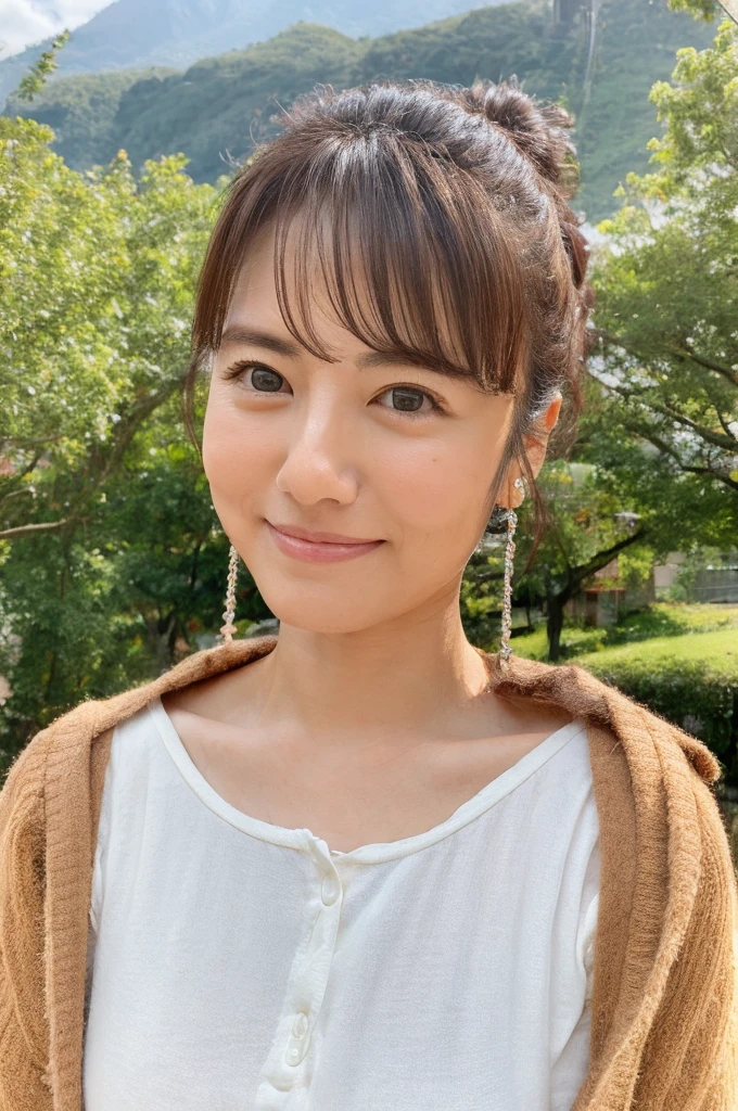 ((Highest quality)), ((masterpiece)), (detailed),Perfect Face,Japanese,landscape,Mature Woman,Upper Body