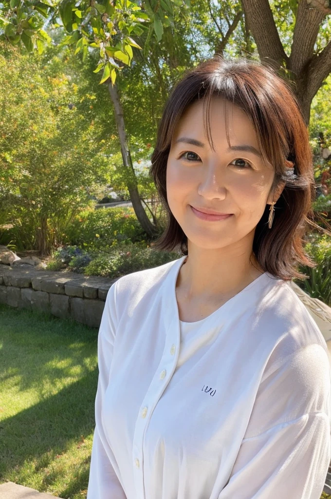((Highest quality)), ((masterpiece)), (detailed),Perfect Face,Japanese,landscape,Mature Woman,Upper Body
