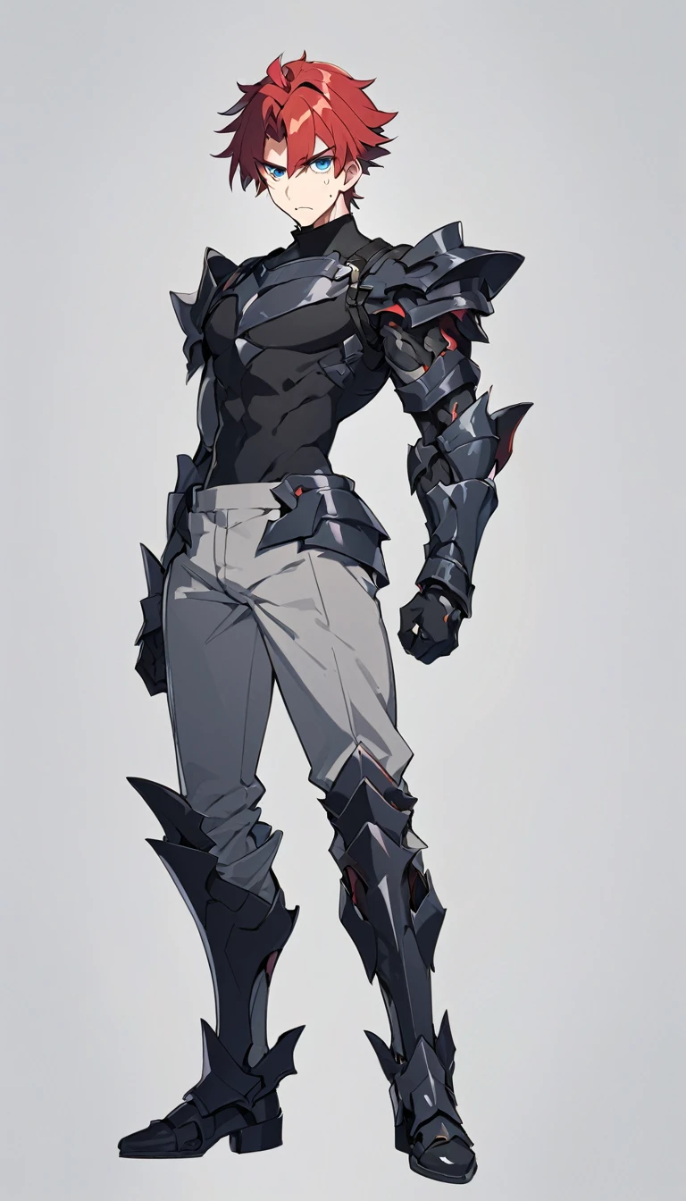 Father who is human a Warrior with a Big axe . The father has black hair and Brown Eyes, he is 32 years old with a few battle scars. Draw him in an upper body pose showing off his bicep, no facial hair, wearing adventurer leather armor with a white background.