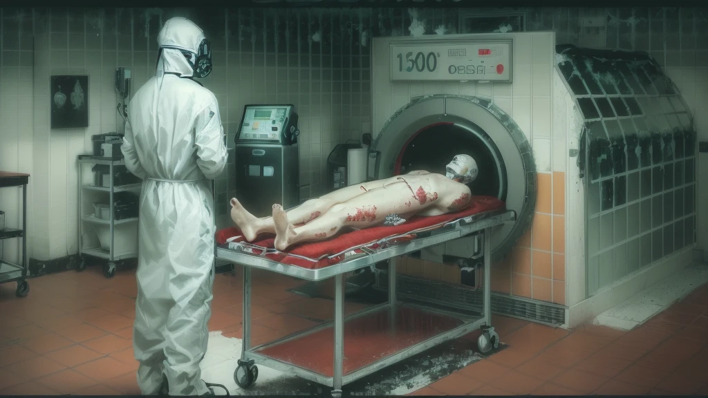 drawing of a man in a hospital room with a mannequin, dead body, strange and frightening liminal space, scary horror, scary mood, realistic horror, humanos irradiados, reality of horror, Scene from horror, alien autopsy, ultra realistic horror, scary scene, morte to ego dmt, brainwashing, static noise, horror humor, horror surreal, sad effect, Cena do crime