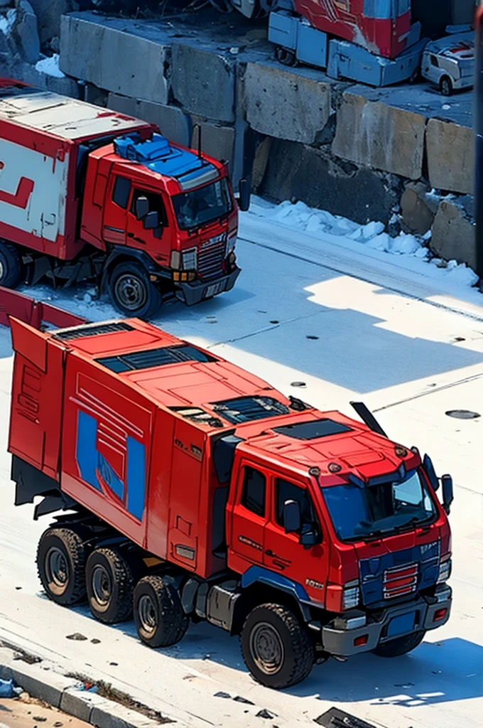 Optimus prime, leader of the auto bots, in a high tech Earth base.
