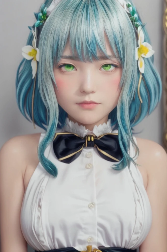 and–‡å«¿èµ«æ³½,One girl,alone,Green Eyes,Blue Hair,Aqua Hair,Hair between the eyes,Side Lock,bangs,short hair,short hair with long locks,
Maid headdress,hair ornaments,White flower,Hair Flower,bow tie,Black Bow,White shirt,Frilled shirt,button,Maid,White apron,Center frill,No sleeve,Exposing shoulders,Juliet Sleeve,Removable sleeves,Puff sleeves,black sleeves,Black Skirt,Black corset,Underbust,(正面figure:1.5),, Amazing visuals, High resolution,masterpiece,Highest quality,, 18-year-old,young woman,Beautiful fingers,Beautiful long legs,Beautiful body,Beautiful Nose,Beautiful character design, Perfect Eyes, perfect face,Expressive eyes,
Official Art,非常に詳細な CG unity 8k wallpaper, Perfect lighting,colorful, bright_front_face_Lighting,Glowing Skin, 
break (masterpiece:1.2), Highest quality, High resolution, unity 8k wallpaper, (figure:0.8), (((Beautiful attention to detail:1.6))), (((非常に詳細なface))), Perfect lighting, Highly detailed CG, (((Perfect hands, Perfect Anatomy))),(((masterpiece))),(((Highest quality))),(((High resolution))),One girl,One boy,(((whole body))),On the bed,the pillow is behind your head,pillow,Midnight Sky,Megami Magazine,(((アヘface))),Large Breasts,(((Man big penis))),(((One boy))),vagina,(((Sex))),(((semen))), (((To))),(((Sweat))),(((girl trembling with Sexual climax))),absurdres, , vaginale, sex, (((Missionary:1.3))), penis, (((bare breasts))), ahegao, blush, sweat, pussy, (((pussy juice))), (((long tongue))), nipples