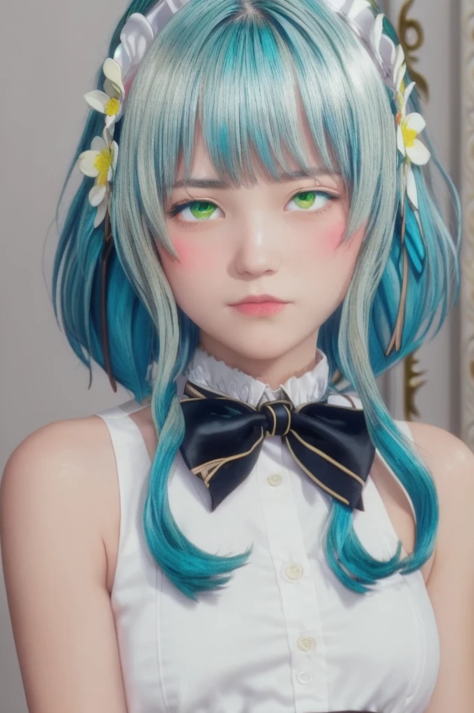 and–‡å«¿èµ«æ³½,One girl,alone,Green Eyes,Blue Hair,Aqua Hair,Hair between the eyes,Side Lock,bangs,short hair,short hair with long locks,
Maid headdress,hair ornaments,White flower,Hair Flower,bow tie,Black Bow,White shirt,Frilled shirt,button,Maid,White apron,Center frill,No sleeve,Exposing shoulders,Juliet Sleeve,Removable sleeves,Puff sleeves,black sleeves,Black Skirt,Black corset,Underbust,(正面figure:1.5),, Amazing visuals, High resolution,masterpiece,Highest quality,, 18-year-old,young woman,Beautiful fingers,Beautiful long legs,Beautiful body,Beautiful Nose,Beautiful character design, Perfect Eyes, perfect face,Expressive eyes,
Official Art,非常に詳細な CG unity 8k wallpaper, Perfect lighting,colorful, bright_front_face_Lighting,Glowing Skin, 
break (masterpiece:1.2), Highest quality, High resolution, unity 8k wallpaper, (figure:0.8), (((Beautiful attention to detail:1.6))), (((非常に詳細なface))), Perfect lighting, Highly detailed CG, (((Perfect hands, Perfect Anatomy))),(((masterpiece))),(((Highest quality))),(((High resolution))),One girl,One boy,(((whole body))),On the bed,the pillow is behind your head,pillow,Midnight Sky,Megami Magazine,(((アヘface))),Large Breasts,(((Man big penis))),(((One boy))),vagina,(((Sex))),(((semen))), (((To))),(((Sweat))),(((girl trembling with Sexual climax))),absurdres, , vaginale, sex, (((Missionary:1.3))), penis, (((bare breasts))), ahegao, blush, sweat, pussy, (((pussy juice))), (((long tongue))), nipples