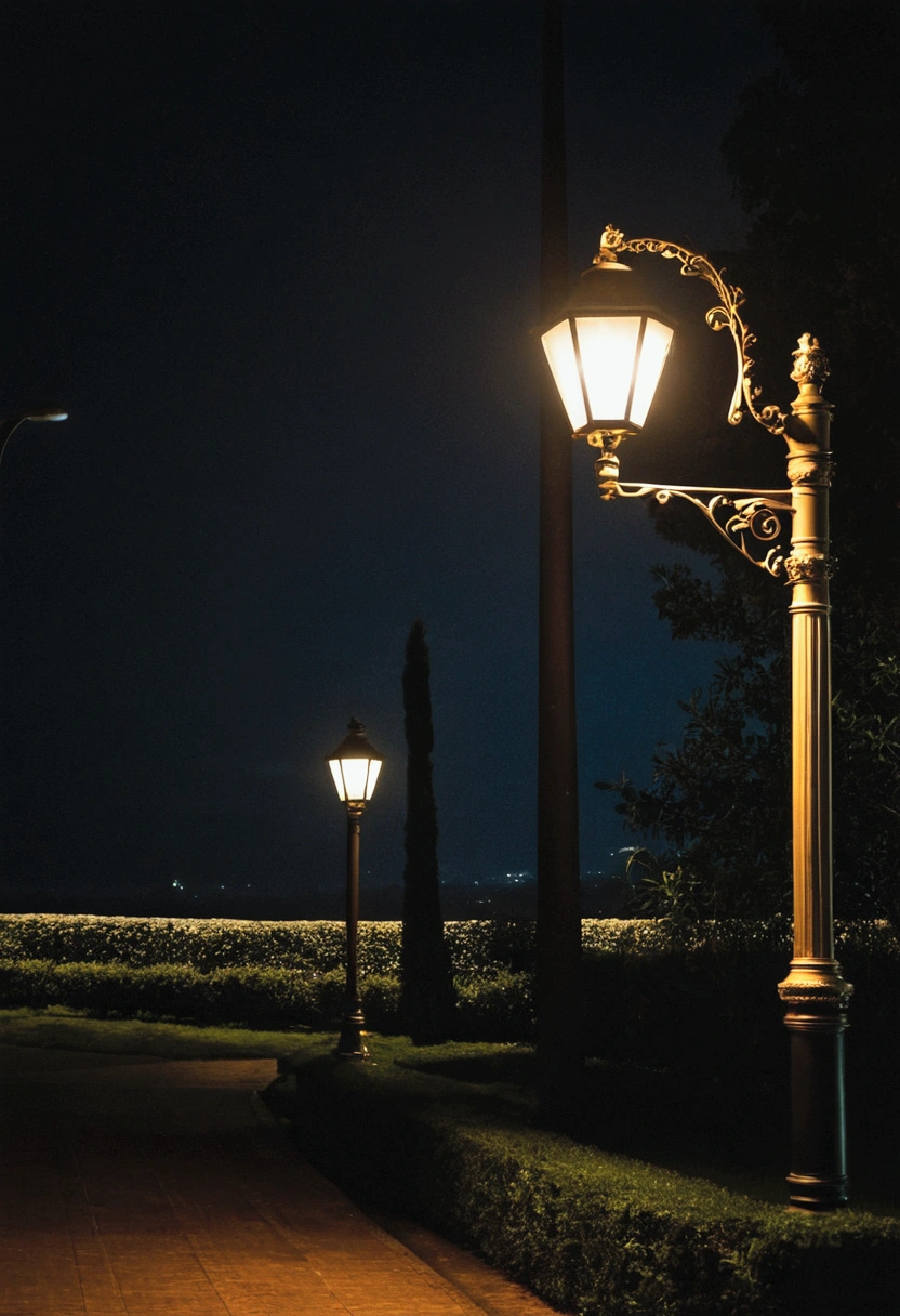 A lamp post at night