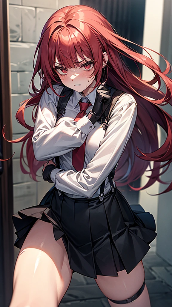 {{masterpiece}}, {{{Highest quality}}},{{Very detailed}}, {{figure}},{{tall}},{{Adult female}},,{{Fighting stance}},{Ryona},{{Long sleeve mini skirt uniform}},{{Abuse power and lose}},}}{}},{fighting stance}},{},{}, ,{{}},{{Eyelet foot}},,{{}},{{}},,{{}},{{}},,Slender body}}{{Avoidance}}{{Female police officer}},,,,suspenders ,Long sleeve mini skirt uniform, White High Socks,Black fingerless gloves, Long Red Hair, Red tie,Straight hair ,Blunt bangs,Thigh holster,.amountn loafer,,blush,Wrinkles ,amount,Grit your teeth,suffering,v-shaped eyeamounts.,Sweat dripping,Medium chest ,get annoyed,,Slums,,Twisting,