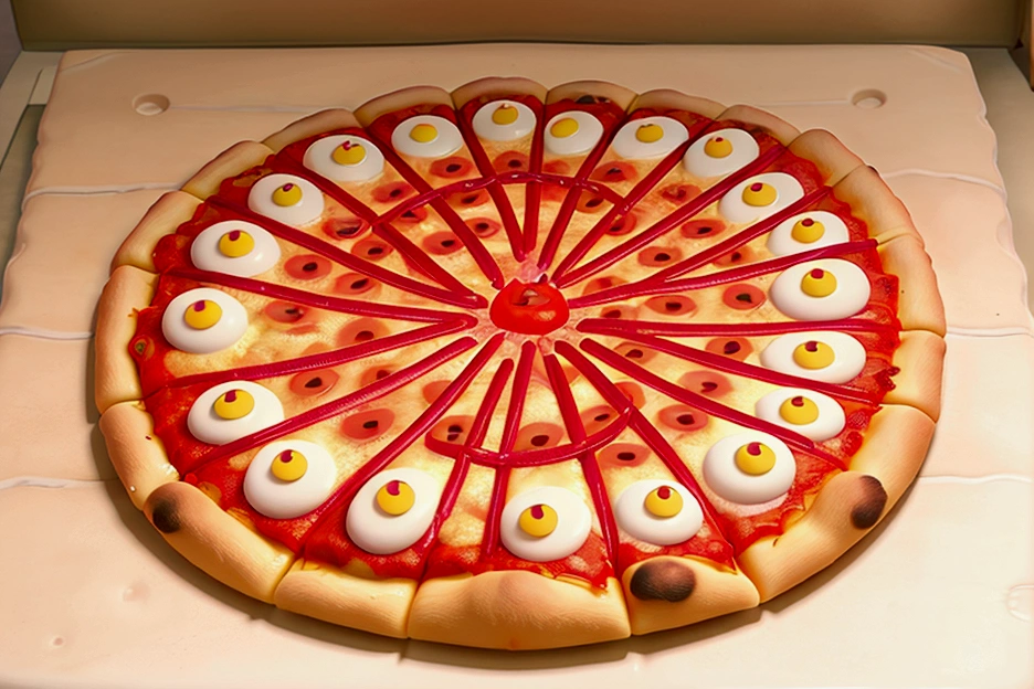 zoom on a hot cheezy pizza, 3d Pixar, plan tres rapproché, extreme