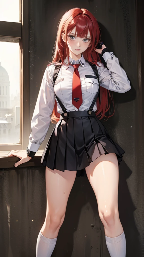 room, 1 Girl, Highest quality, Ultra-high resolution, Long Hair, Redhead, Green Eyes,Sailor suit、mini skirt, Looking at the audience,Backwards、look back、 Small breasts, Are standing , smile, Open your mouth,Panty shot,Cute Panties
