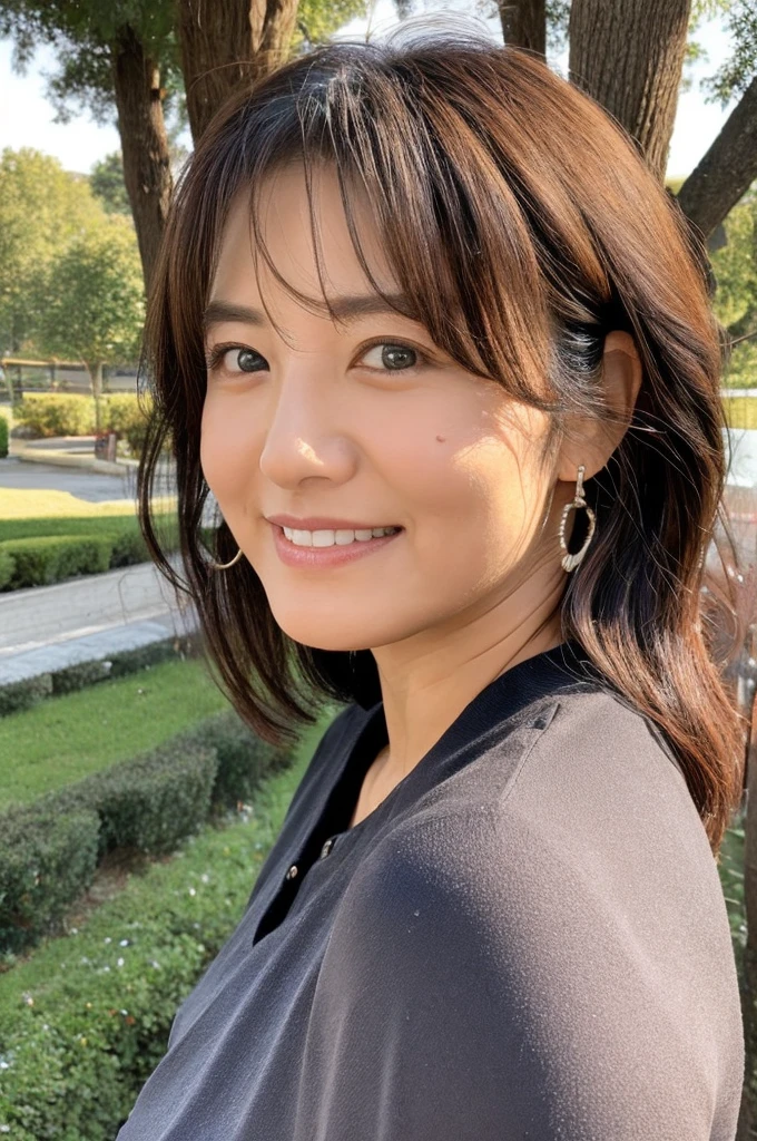 ((Highest quality)), ((masterpiece)), (detailed),Perfect Face,Japanese,landscape,Mature Woman,Upper Body