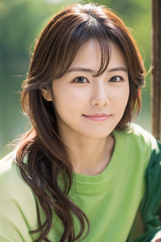 ((Highest quality)), ((masterpiece)), (detailed),Perfect Face,Japanese,landscape,Mature Woman,Upper Body